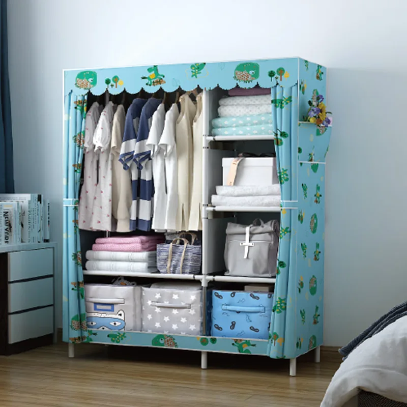 Kaidi платяной шкаф система для хранения одежды каркасный шкаф Простой DIY нетканый Оксфордский многофункциональный шкаф складной переносная мебель в сборе стальная трубка Пылезащитный для хранения спальни - Цвет: Animal World