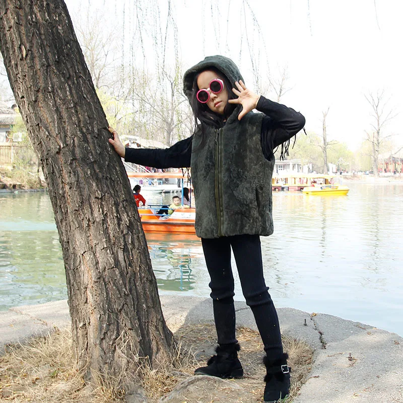 

2017 Children Genuine Rabbit Fur Coat Outwear Kids Girls Winter Solid Color Natural 100% Rex Rabbit Fur Coat Jacket for Girls