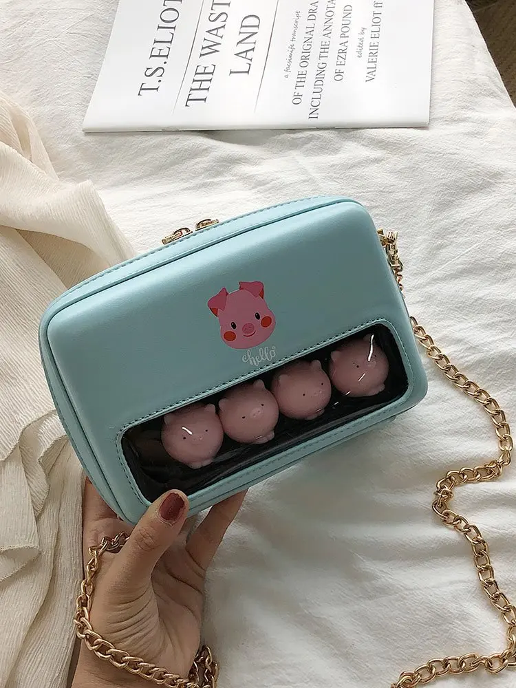 Летние новые модные сумки для женщин pu кожаные сумки женские повседневные Мультяшные цепи женская сумка-мессенджер сумки на плечо