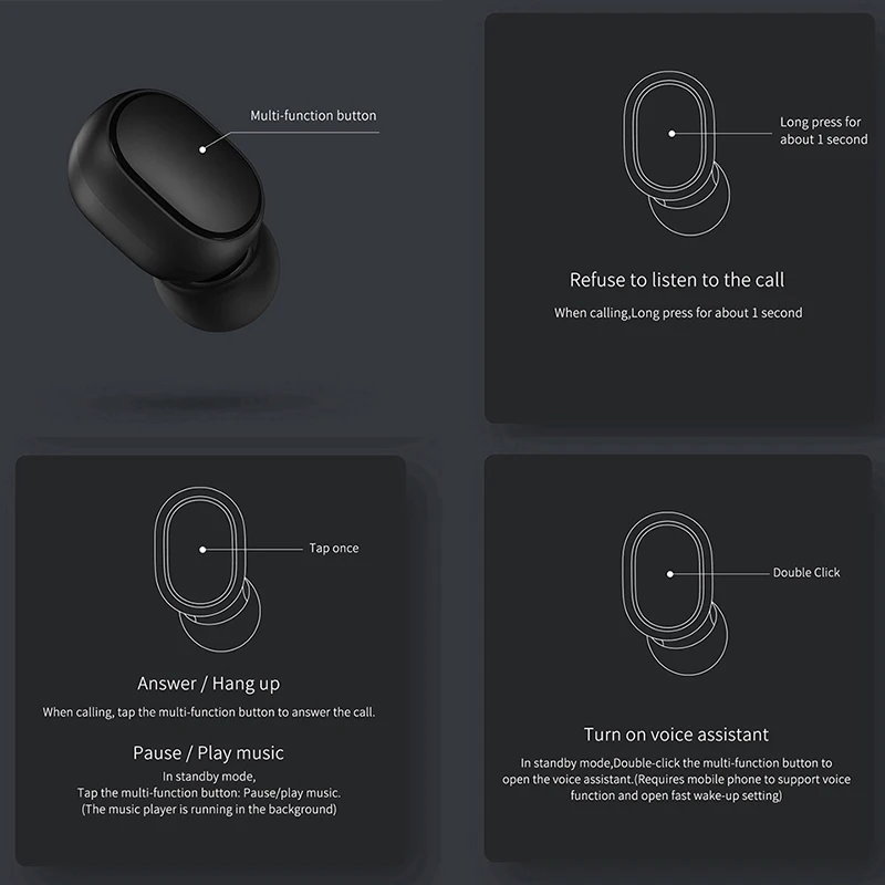 Беспроводные наушники Xiaomi Redmi Airdots голосовое управление Bluetooth 5 0 шумоподавление |