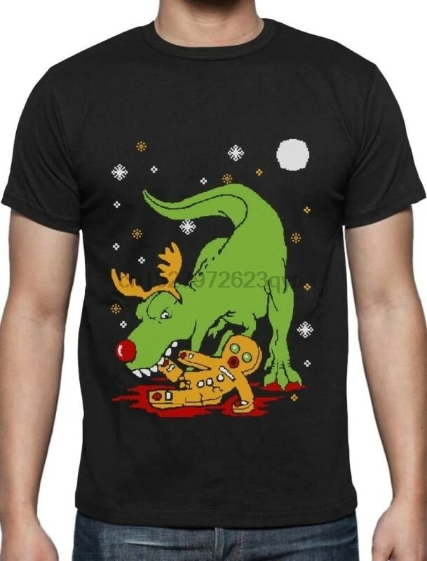 T Rex клевая Пряничная забавная уродливая Рождественская футболка подарок| |