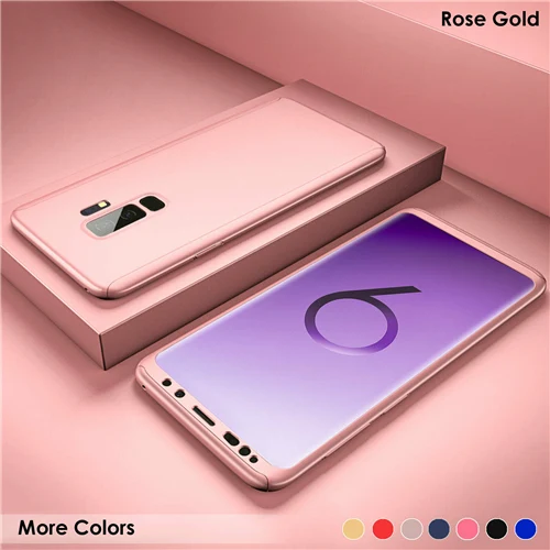 Rose Gold VBNBV 360 Полный чехол для телефона samsung Galaxy Note 8 9 PC жесткий защитный чехол для samsung S10 Plus S10E S8 S9 S7 Edge - Цвет: Rose Gold