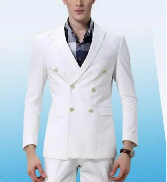 MS26 2017 на заказ белый мужской двубортный костюм жениха/жениха смокинги для