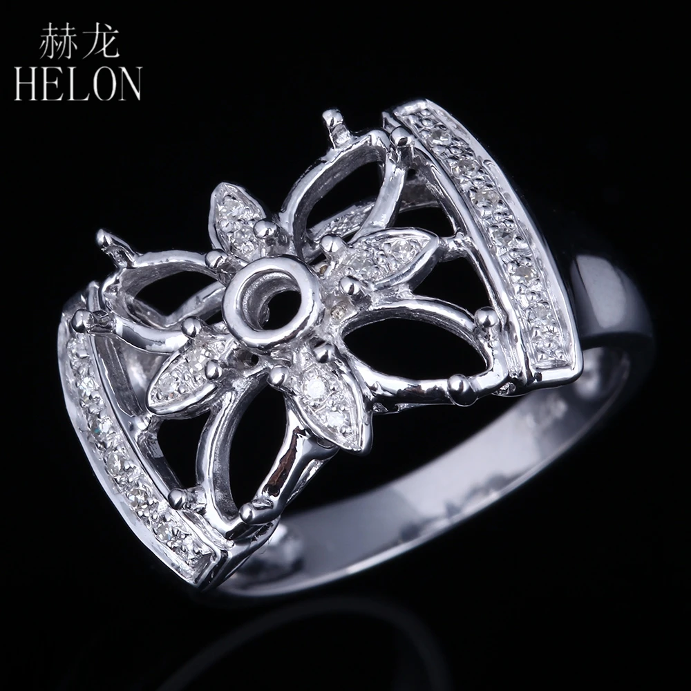 HELON Solid 14 K белое золото 2 мм Круглый 6x4 мм Огранка маркиз полу крепление бриллианты кольцо изысканный уникальный модный ювелирные изделия