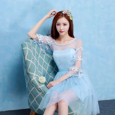 Женское Короткое платье подружки невесты розовое фиолетовое сиреневое или