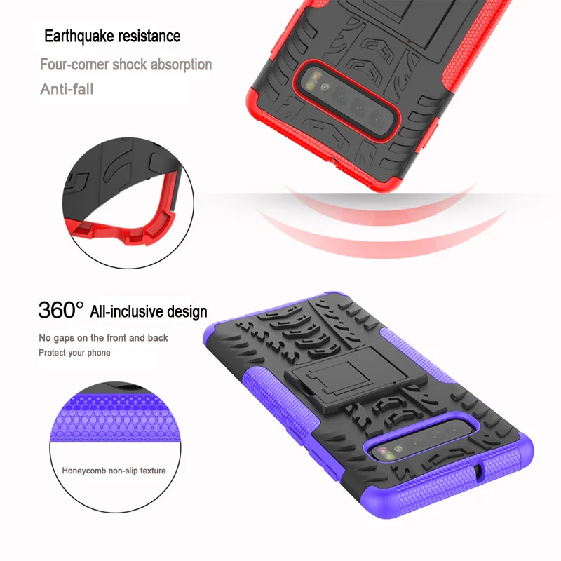 HYSOWENDLY Rugged Impact 2in 1 Hard PC + Soft TPU Cover For Samsung Galaxy S10 10 Plus Shockproof Case S10Plus |
