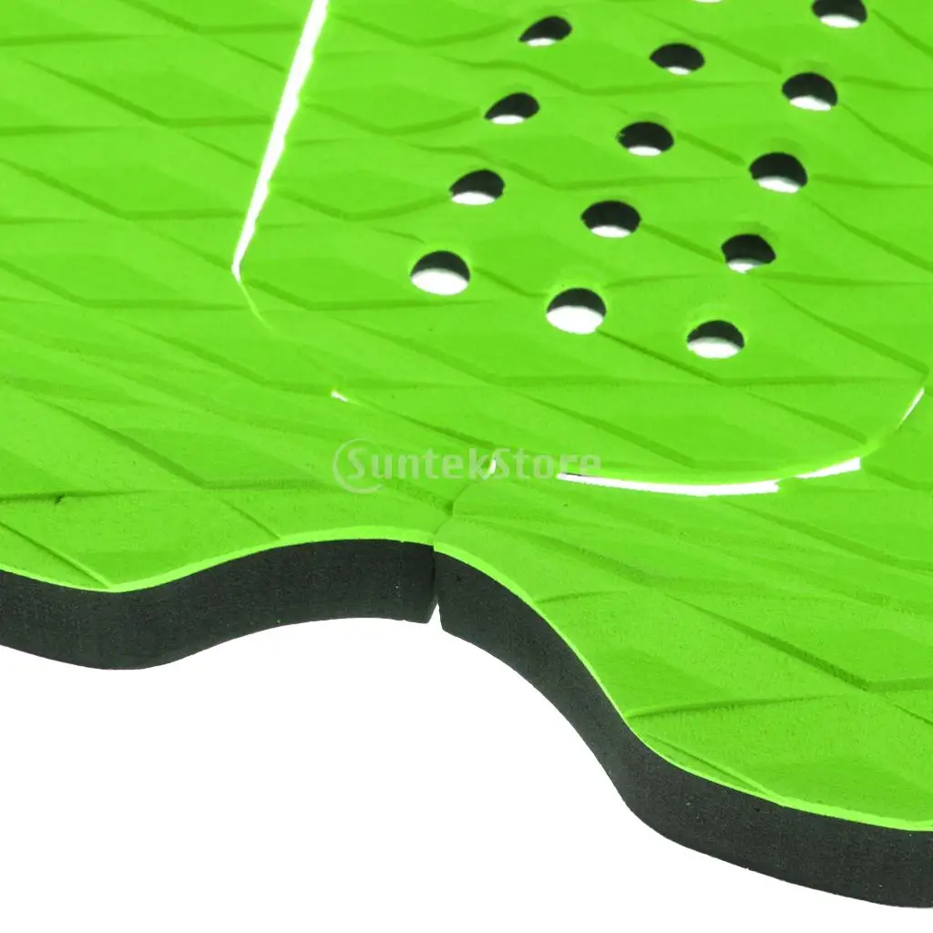 3 Pieces EVA Diamond Pattern Surfboard Shortboard Longboard Traction Tail Pads Surf Deck Grips - Green |