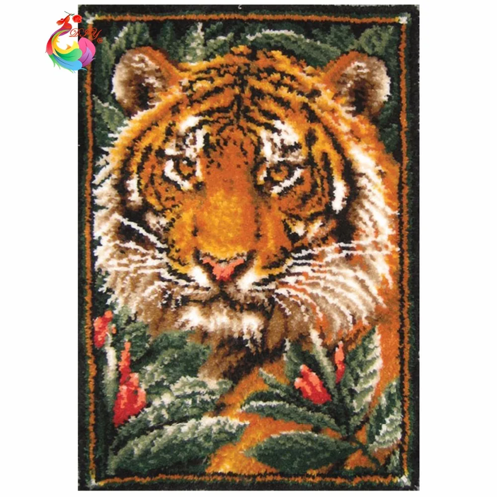 

Home decoration Latch Hook Kit Rug set of crochet hooks DIY Craft tiger picture set of knitting needles Kits for embroidery big