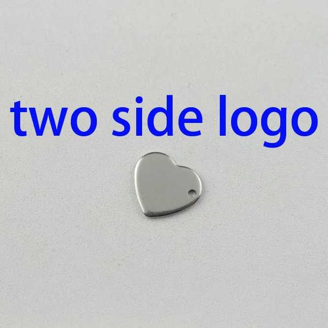 two side logo С Лазерная Гравировка Логотип в форме сердца гладкие, из нержавеющей стали бирки tab ожерелье бирки этикетки 50-200 шт/Партия Ювелирные изделия часть ZSP118 - Цвет: two side logo