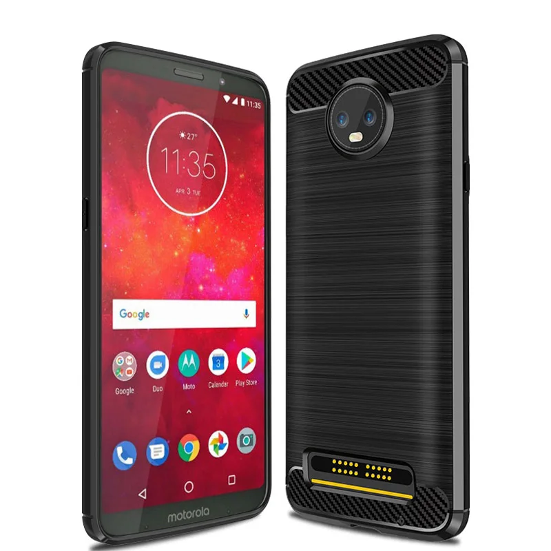 Чехол для Moto Z3 Play чехол из ТПУ углеродного волокна в стиле строительный Z3|Бамперы|