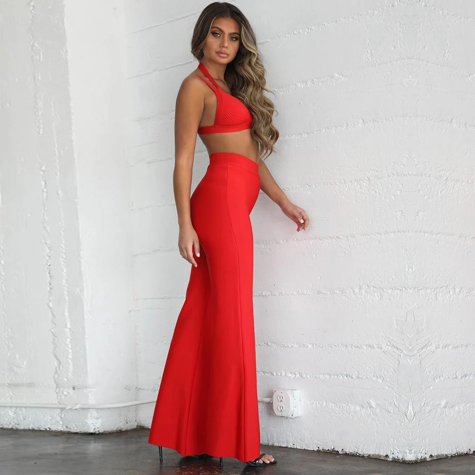 Adyce 2019 новые летние женские бандажные комплекты Vestidos топы и брюки 2 шт. комплект