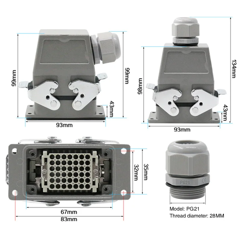 Сверхмощный разъем 42-ядерный hdc-hdd-042 холодного давления прямоугольная