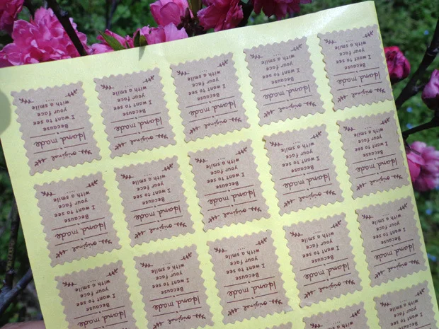 120Pcs Because Original Hand Made Pink Stamp Sealing Label Kraft Sticker Cake Baking DIY Paper Gift Box Stickers 3X2.5cm M1011 | Дом и сад