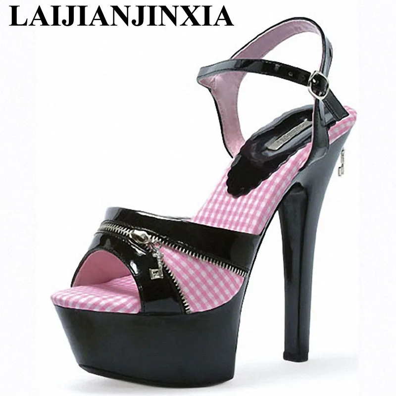 

Women's Wedding Party Dancing Shoes Nightclub 15cm High Heels Sexy Thick Waterproof Strap Sandals Pole Dance Shoes