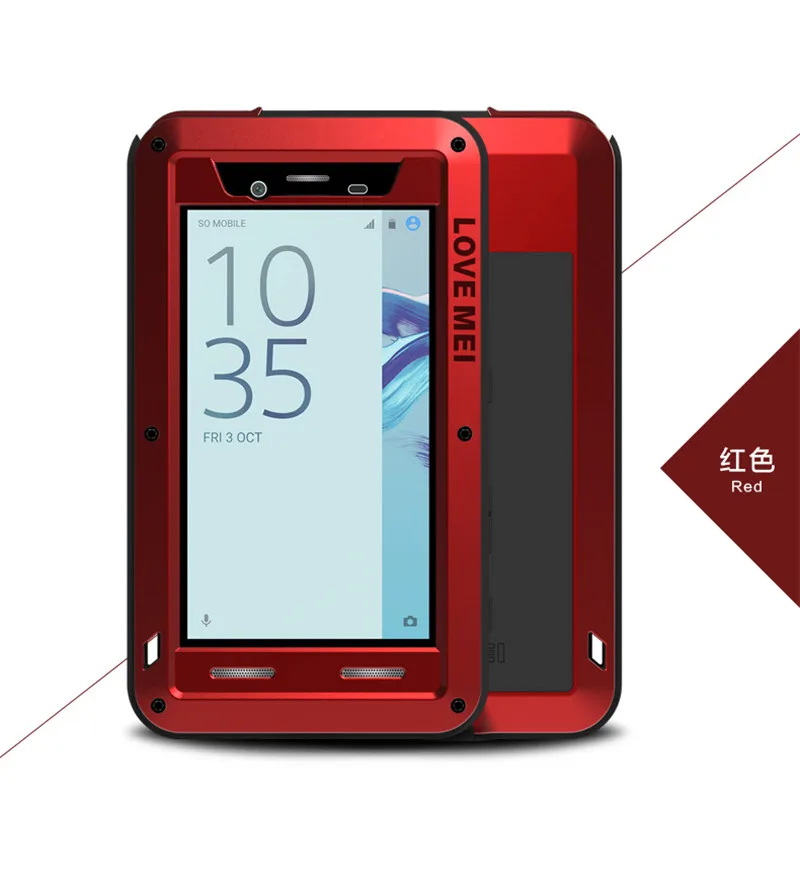 Red LOVE MEI для SONY Xperia X Compact чехол+ стекло Gorilla glass полный защитный Алюминиевый противоударный защитный чехол для SONY X Compact чехол - Цвет: Red