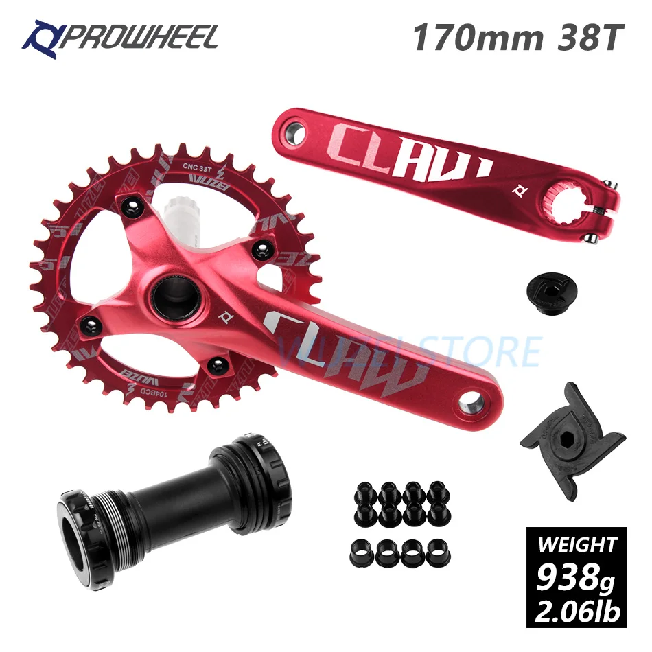 Prowheel 104 BCD mtb велосипед кривошипно 170/175 мм/30/32/34/36/38 T Круглый Звездочка с каретка BB шатун для горного велосипеда - Цвет: 170 Red 38T and BB