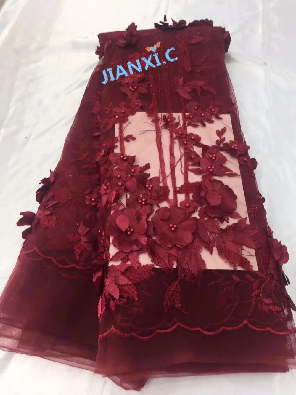 Красивый 3d цветок африканская сетка кружева текстиль JIANXI.C 10715 изящный