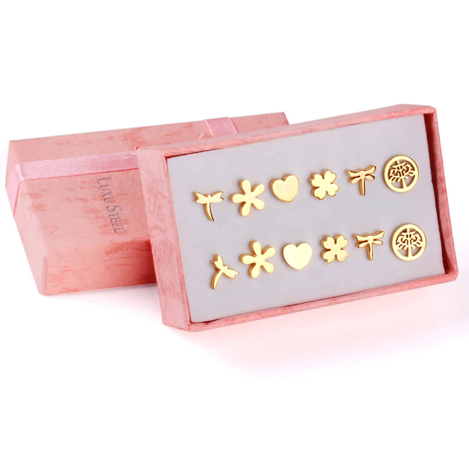 Серьги нержавеющей стали 6Pairs / Box для женщин Ювелирные изделия способа стерлингового серебра - Окраска металла: 7