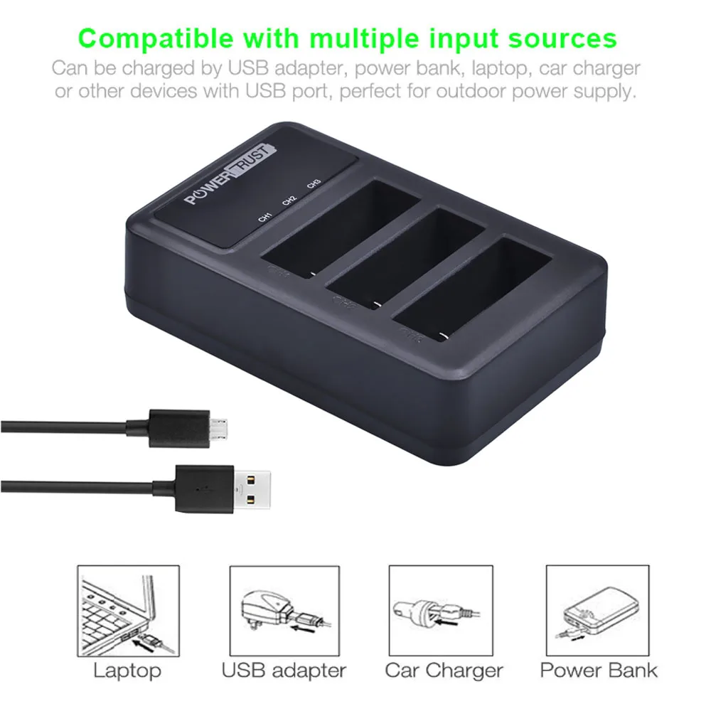 2 шт. 1400 мАч AZ16-1 батарея для оригинального Xiaomi YI lite 4K + LED USB 3 слота зарядное