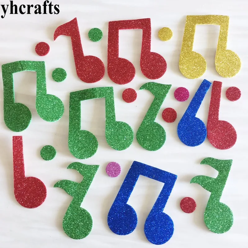 1bag/LOT.Mixed music notes foam stickers Baby room decoration Early learning educational toys Kindergarten craft diy toys Crafts