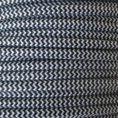 Black white zigzag 3 ядра 0,75 мм2 Ткань покрытый кабель винтажный светильник 3 провода электрический провод текстильный гибкий шнур питания - Цвет: Black white zigzag