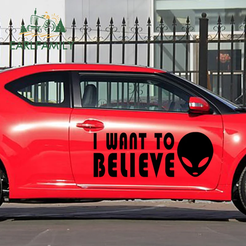 EARLFAMILY 58 см x 22 56 2x смешной I Want To Believe Alien (по одному с каждой стороны) наклейка для