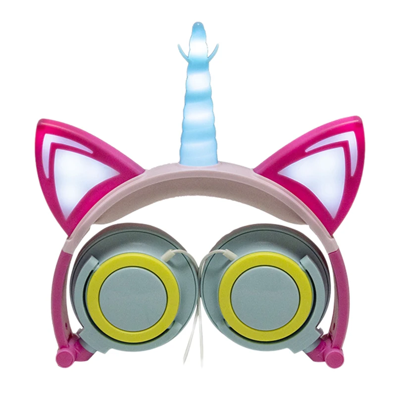 LIMSON Animal Ear мигающие Проводные детские наушники с единорогом для мобильного