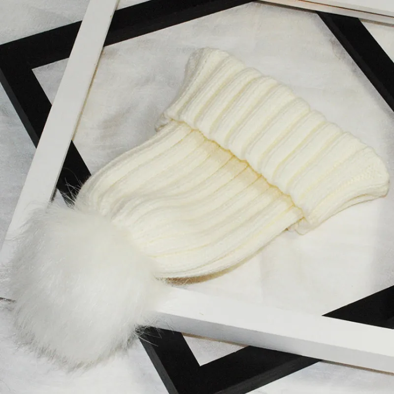 Fashion Women Faux Fur Ball Cap Pom Poms Winter Beanie Hat Knitted Warm Caps FDC99 | Аксессуары для одежды