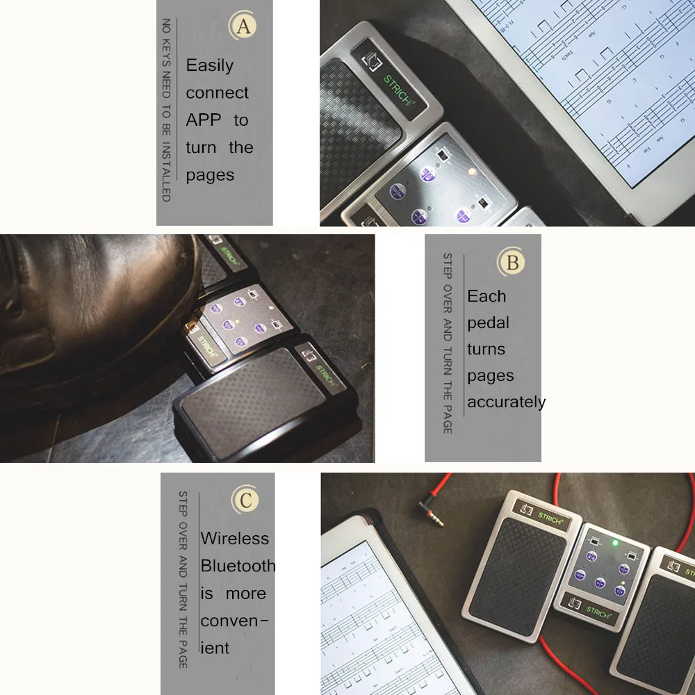 Перезаряжаемый инструмент, играющая педаль помощи, bluetooth Page Turner Pedal, Музыкальный беспроводной контроллер для планшетов