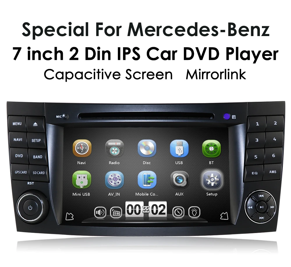 2 din car DVD player For Mercedes Benz E-class W211 E200 E220 E300 E350 E240 E270 E280 CLS CLASS W219 SWC RDS DVBT BT USB CD CAM