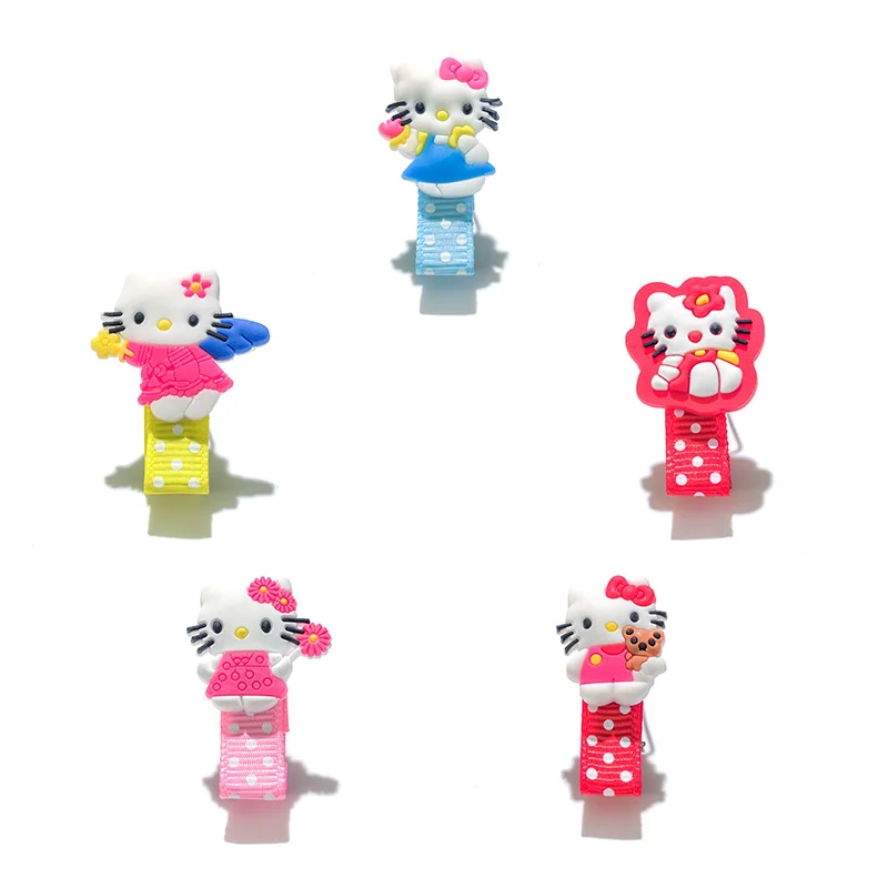 2702E 5 шт./партия hello kitty для волос, для маленькой девочки аксессуары и клипсы для волос с тканью снаружи Когти для волос защитные детские маленькие вечерние подарки - Цвет: 2702E