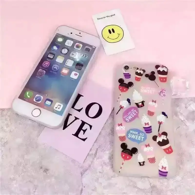 10 шт./лот Любовь Мультфильм Минни Микки Мороженое Мягкие TPU Телефон Чехол Для Iphone 6