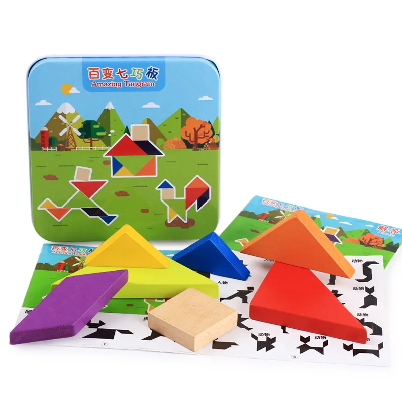 Детская психического развития геометрический дерево Tangram T головоломки