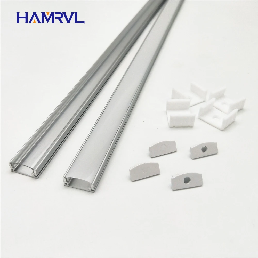 HAMRVL 2-10 комплектов, 0,5 м, 12 мм, Светодиодная лента, алюминиевый профиль, светильник, плоский корпус, прозрачная крышка, заглушки