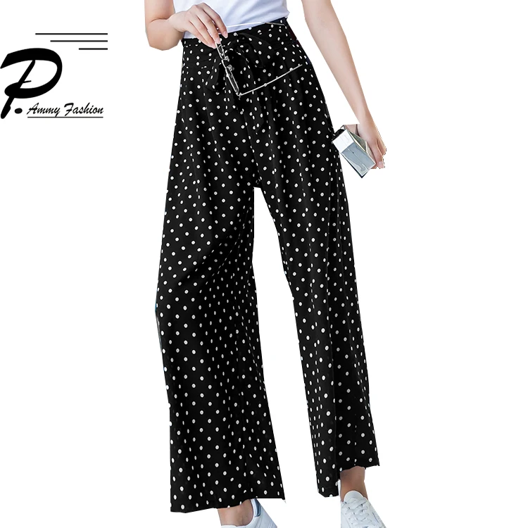 Женские Летние шифоновые широкие брюки в горошек 2019 корейская версия с высокой