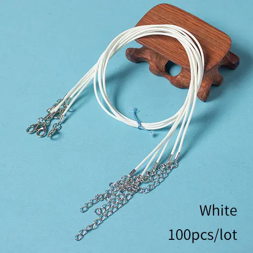White 120pcs 120 шт./лот, 1,5 мм, кожаные цепочки, ожерелья, браслеты, подвески, фурнитура, застежка-карабин, шнур 18" - Цвет: White 120pcs