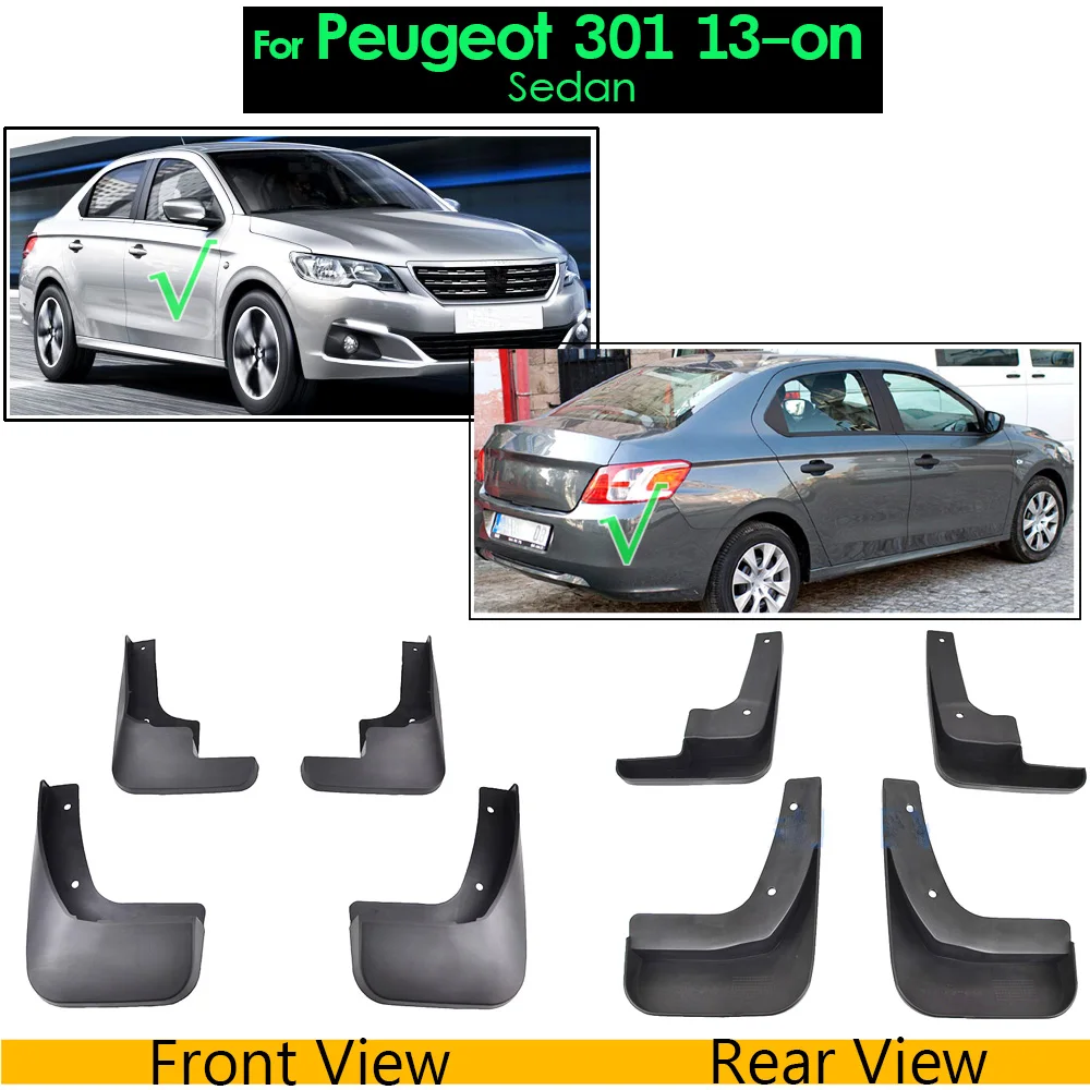 For 301 13-on Брызговики для peugeot 206 301 307 308 408 2008 3008 5008 Mk1 Mk2 брызговики крыло брызговиков седан хэтчбек - Цвет: For 301 13-on