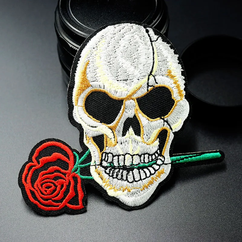 Нашивка с изображением черепа розы (Размер: 10 2x9 3 см)|badge patch|patches embroideredclothes stickers |