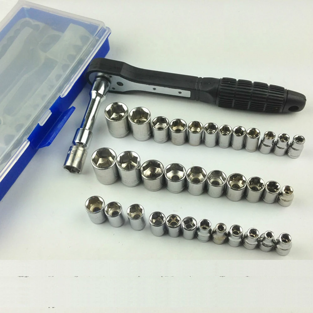 38 шт. SAE &amp Metric 3/8 &quotи 1/4&quot набор гнезд привода трещотка инструментов гаечный