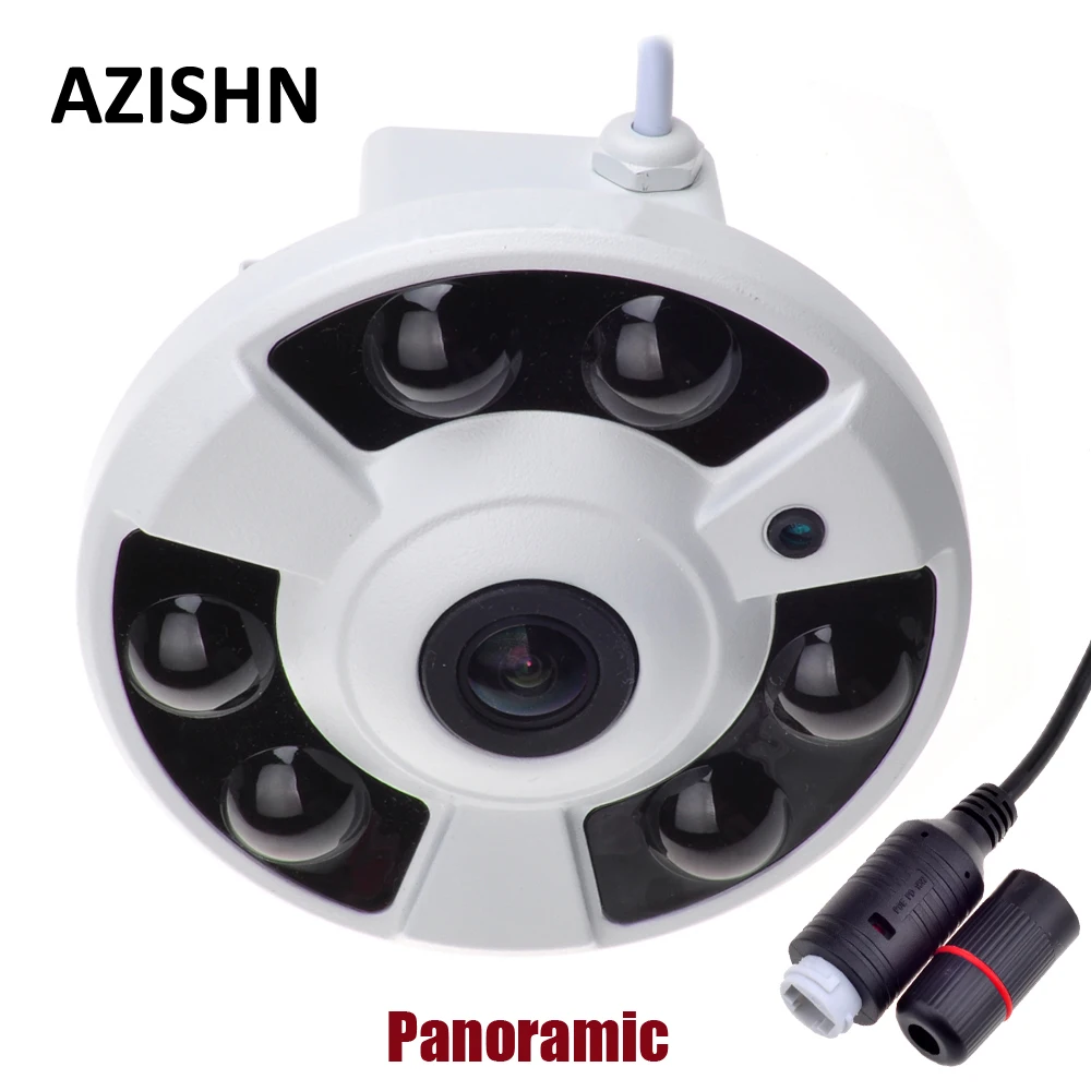 Панорамная ip камера AZISHN 720P/960P/1080P широкоугольный Рыбий глаз объектив 5 МП 1 7 мм CCTV