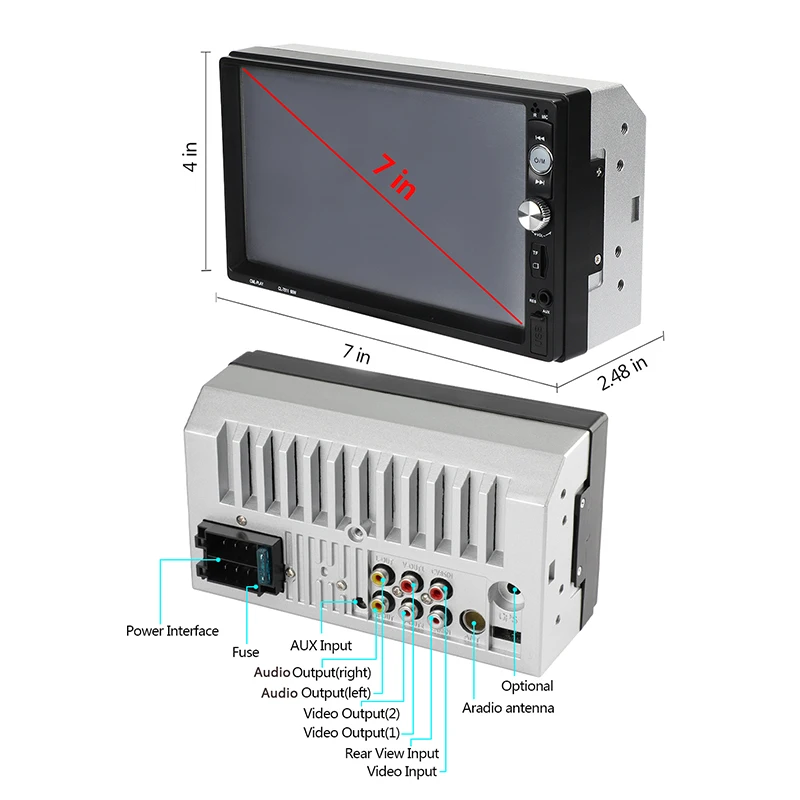 Автомагнитола 2 Din 7 дюймов HD Bluetooth mp5 плеер AUX USB TF|Автомобильные радиоприемники| |