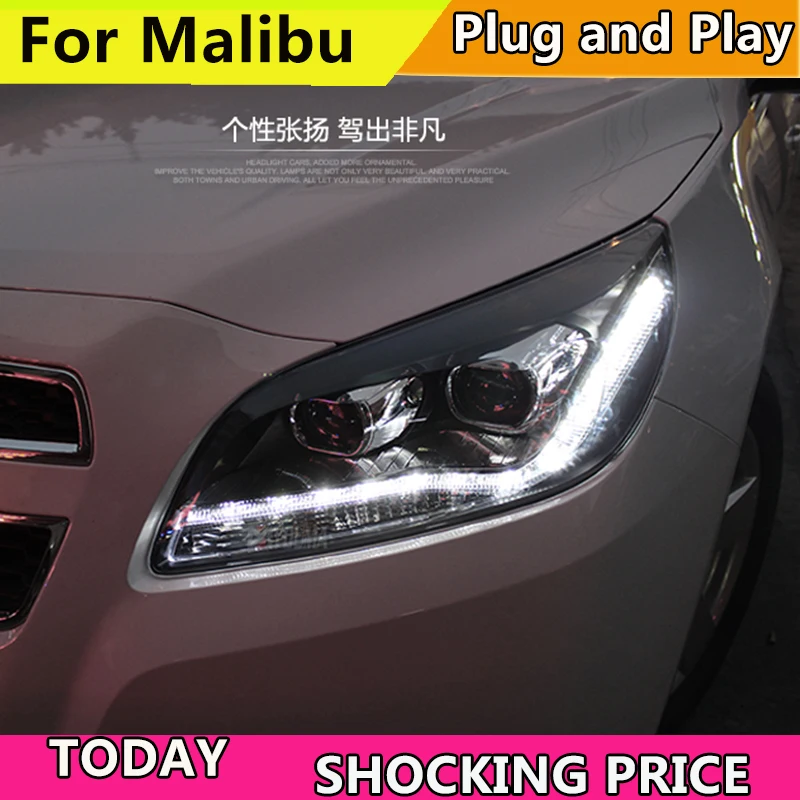 

cars Headlight For Chevrolet Malibu Headlights 2012-2014 LED DRL Running lights Bi-Xenon Beam Fog lights angel eyes