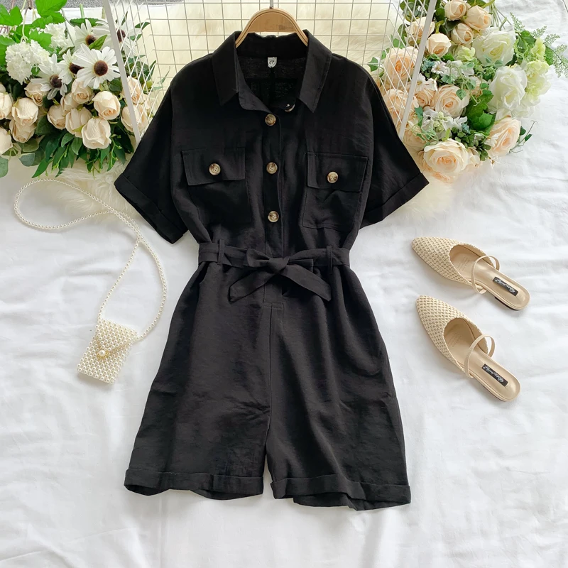 Комбинезон для женщин 2019 новый летний однотонный повседневный комбинезон с