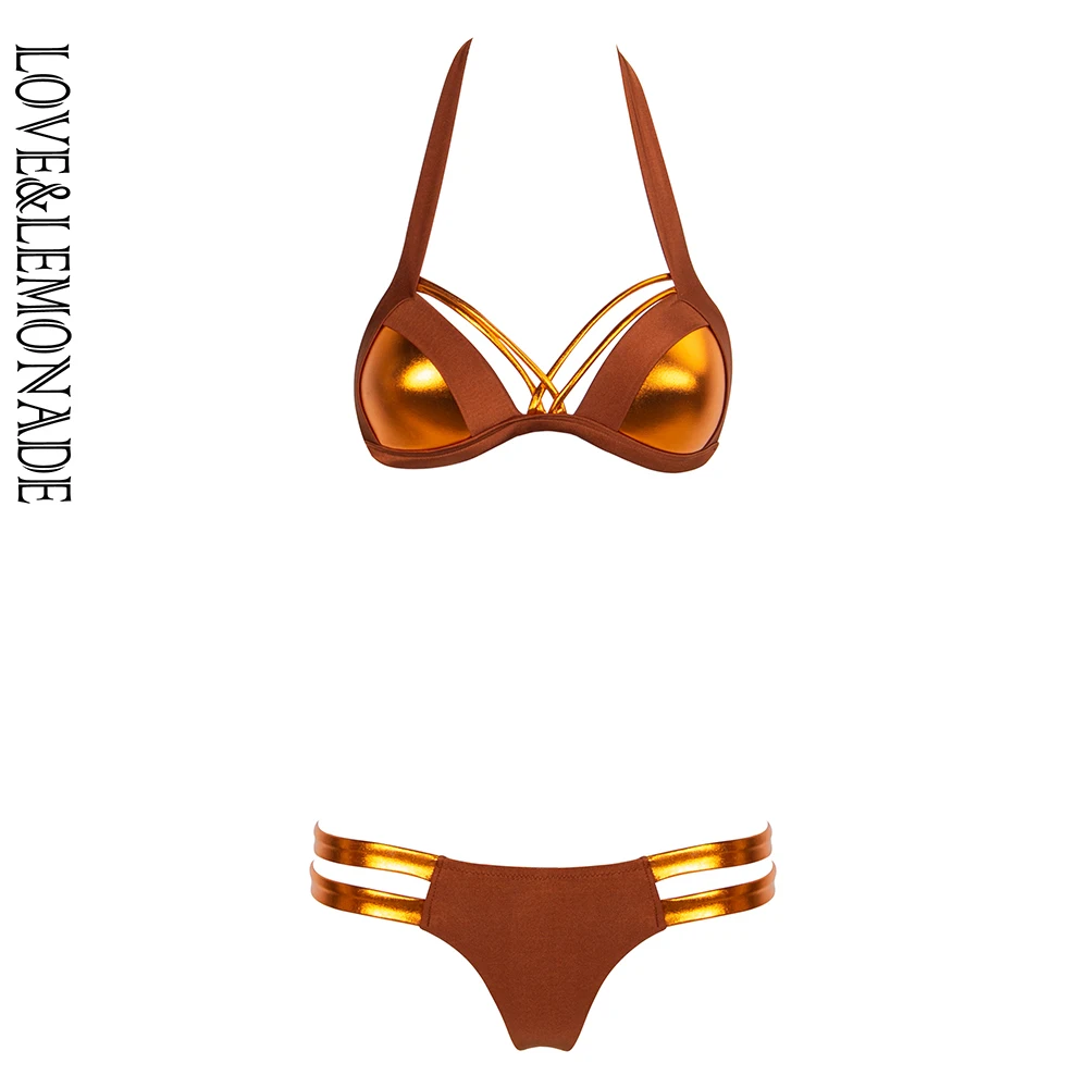Сексуальная коричневый вырезать галстук из двух частей комплект бикини LMS13 |