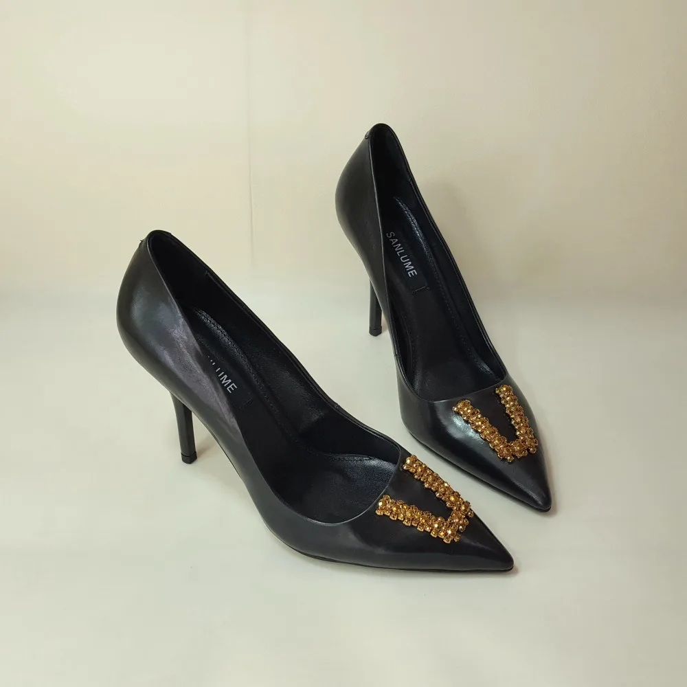 Женские туфли лодочки на высоком каблуке с острым носком|crystal wedding shoes|wedding shoeshigh