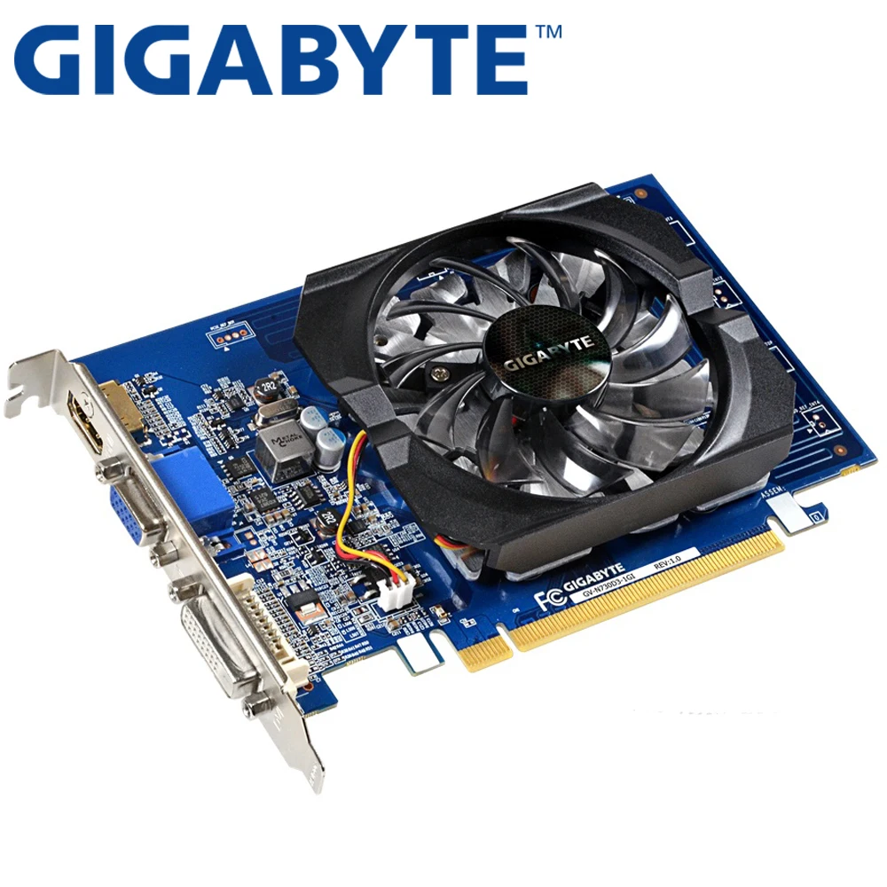 Оригинальная Видеокарта GIGABYTE GT730 1GB SDDR3, видеокарты для игр nVIDIA Geforce GPU, используемые карты Dvi VGA GT630 710
