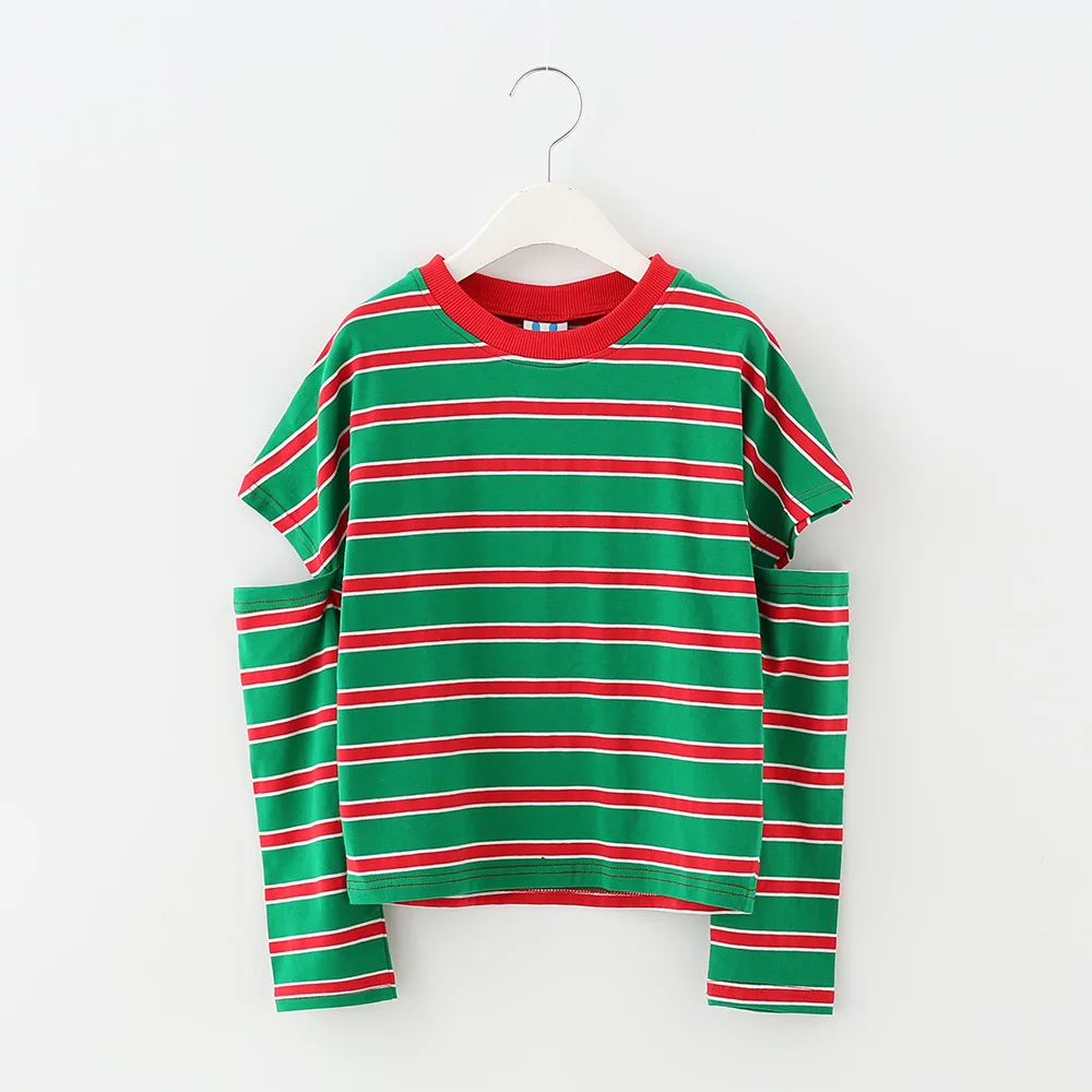 Коллекция 2019 года Осенняя детская одежда модная рубашка в полоску для девочек