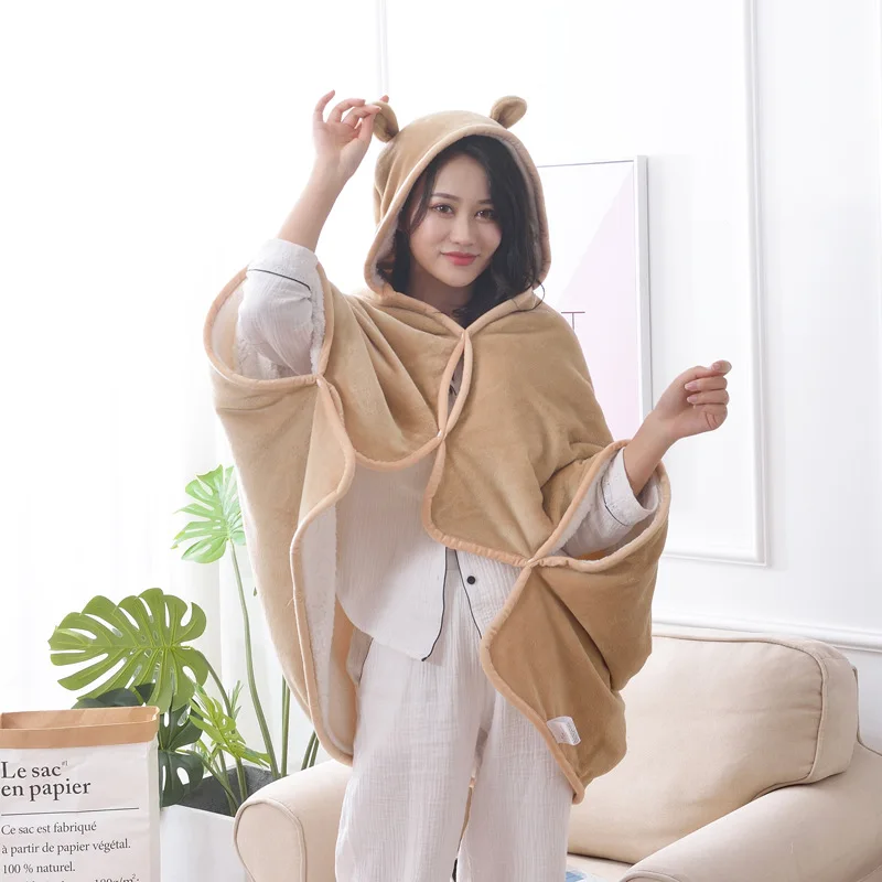 Новое удобное утолщенное фланелевое одеяло с капюшоном двойное чехол для дивана