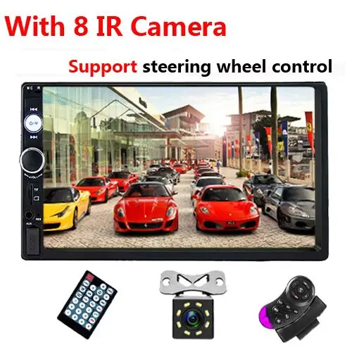 With 8 IR Camera Camecho 2din Автомагнитола Bluetooth Автомагнитола Mirrorlink 2 din " цифровой экран автомобиля стерео MP5 плеер FM/USB/AUX авто с камерой - Цвет: With 8 IR Camera