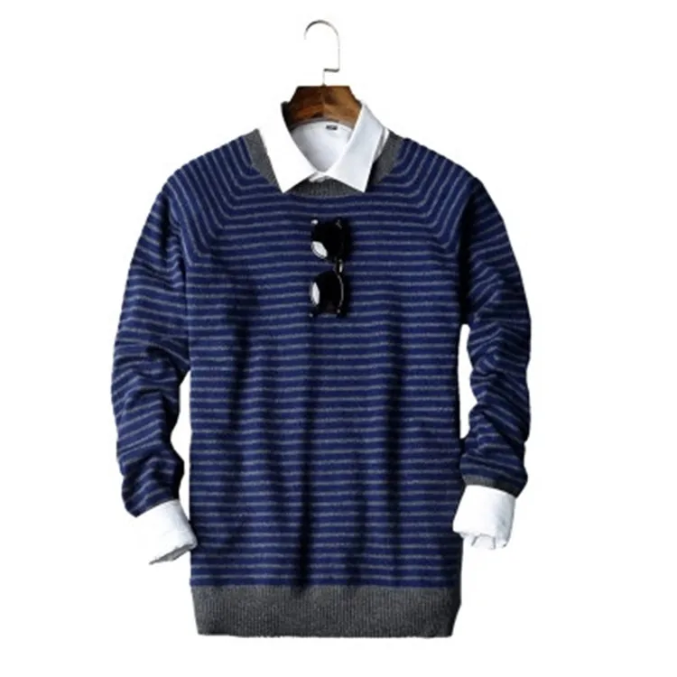 100% кашемировый трикотажный мужской свитер модный прямой в полоску 3 вида цветов